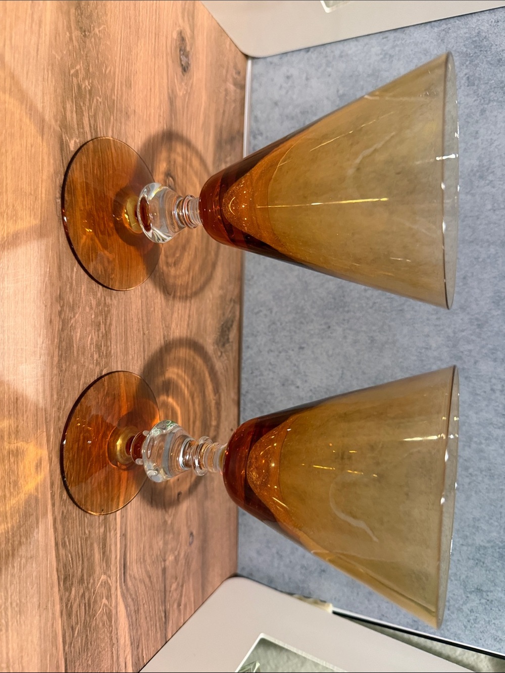Amber Stemmed Wine Glasses - Set of 2